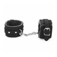 Love in Leather Faux Fur Lined Wrist Restraints - Black 